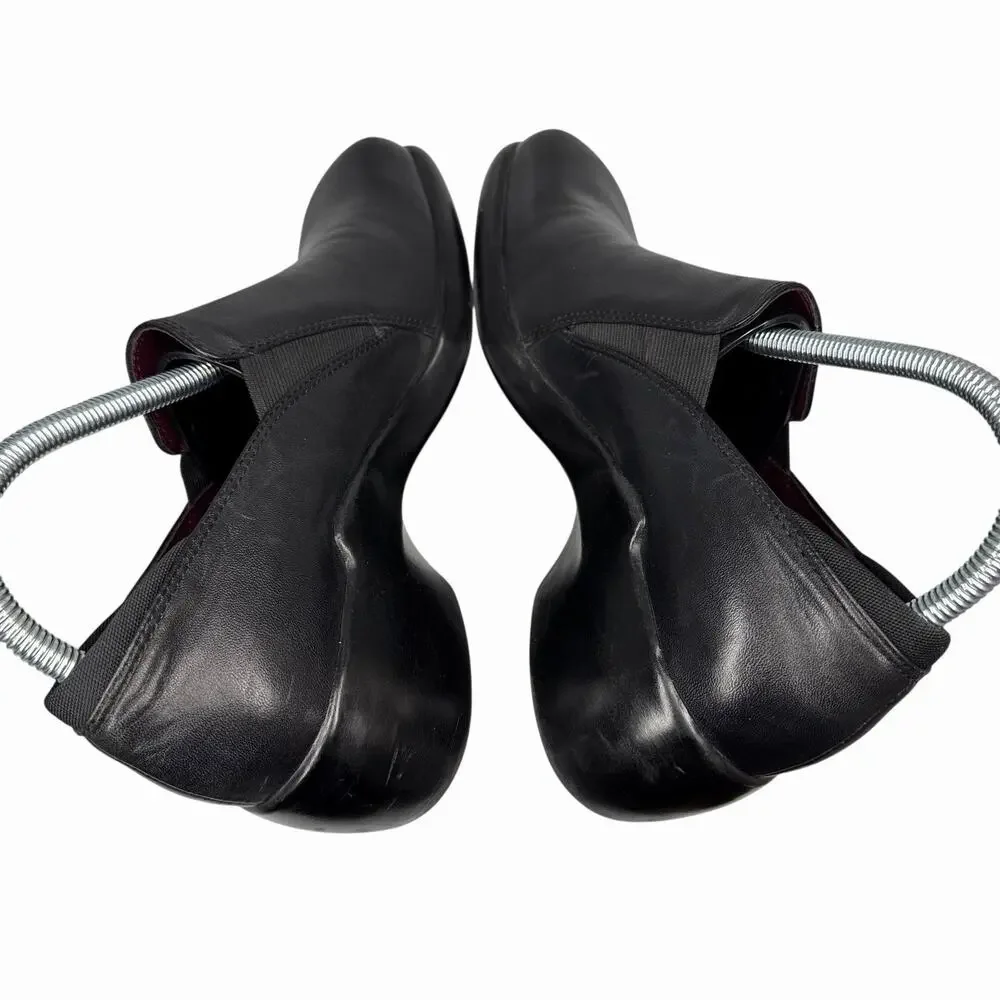 Bandolino Womens Sz 8.5M Black Leather Slip On Loafers Comfort Wedge Heels
